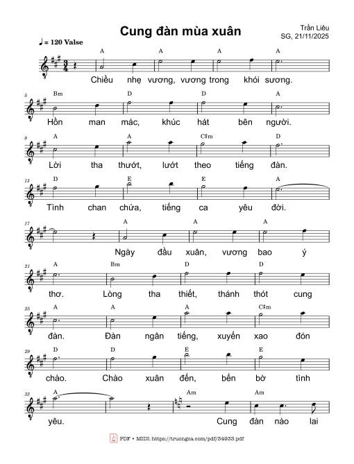 Sheet PDF of Cung đàn mùa Xuân