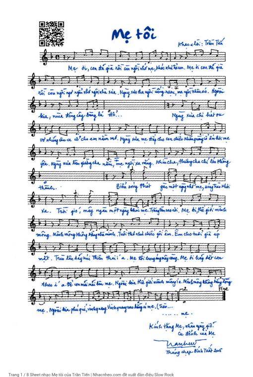 Sheet PDF of Mẹ tôi - Trần Tiến