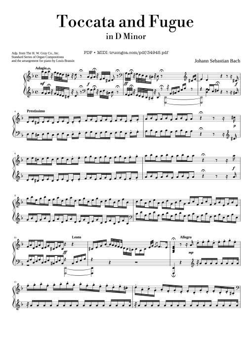 Toccata and Fugue in D Minor Piano