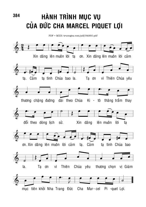 Sheet PDF of Hành Trình Mục Vụ Của Đức Cha Marcel Piquet Lợi