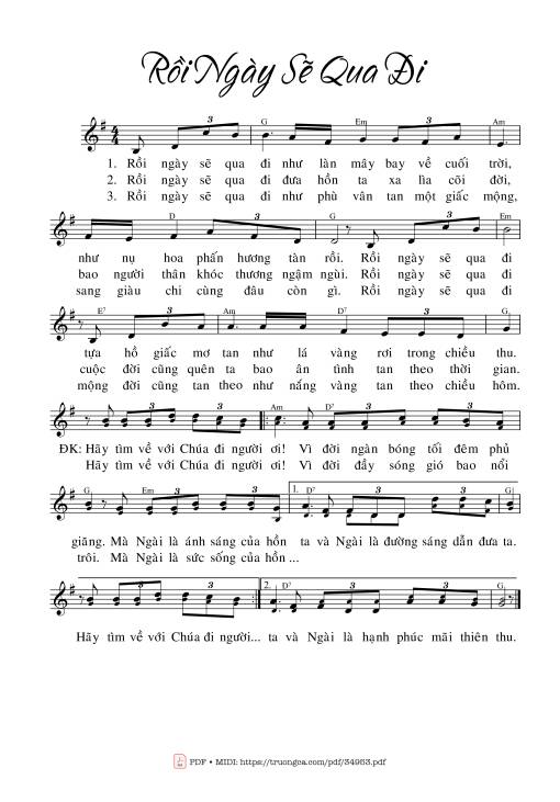 Sheet PDF of Rồi Ngày Sẽ Qua Đi