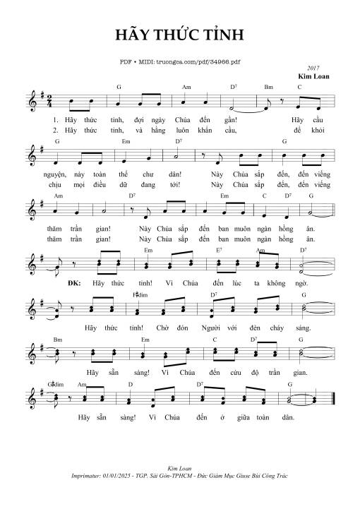 Sheet PDF of Hãy Thức Tỉnh