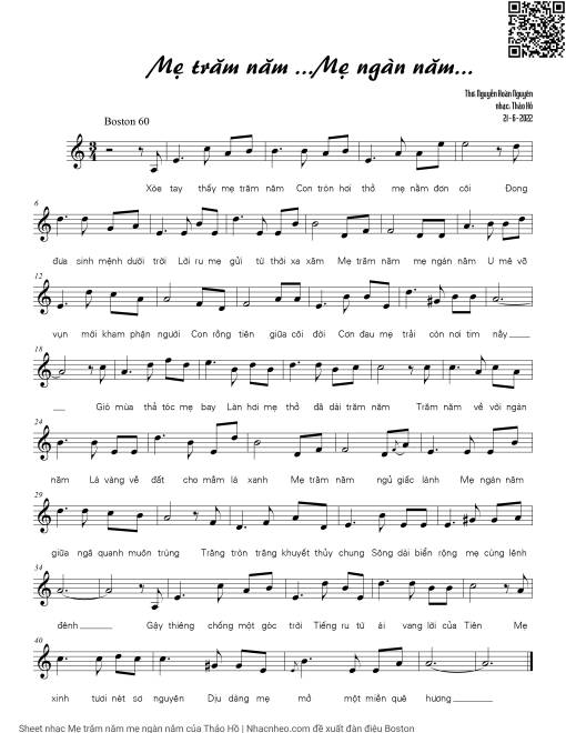 Sheet PDF of Mẹ trăm năm mẹ ngàn năm