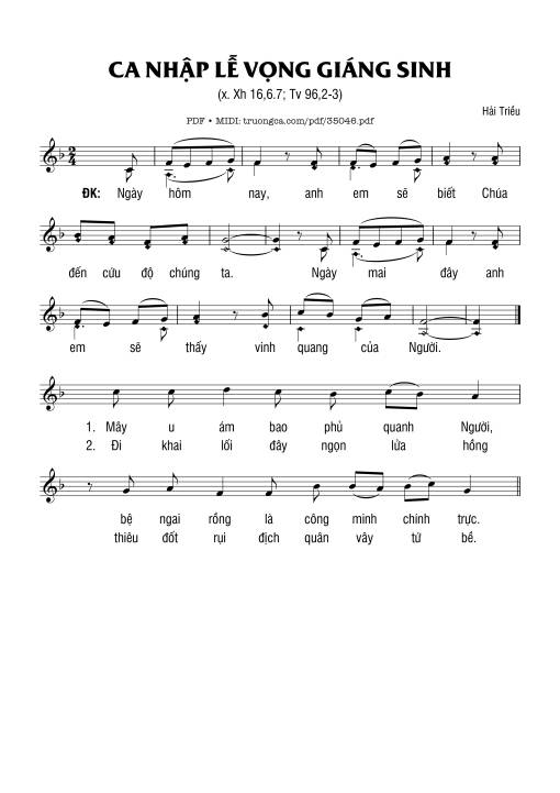 Sheet PDF of Ca Nhập Lễ Vọng Giáng Sinh