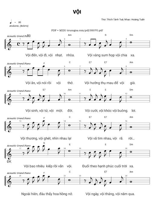 Sheet PDF of Vội - Hoàng Tuấn