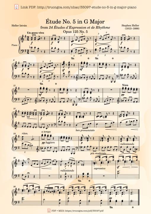Sheet PDF of Étude No. 5 in G Major Piano