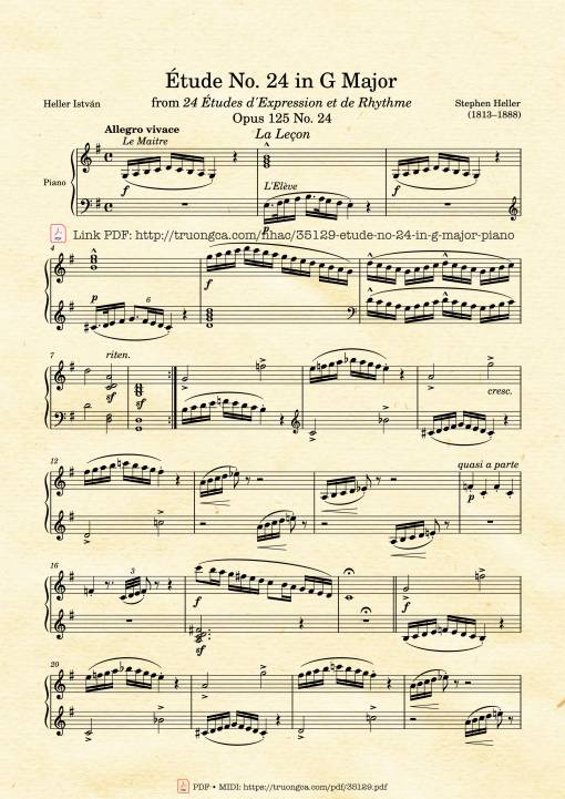 Sheet PDF of Étude No. 24 in G Major Piano
