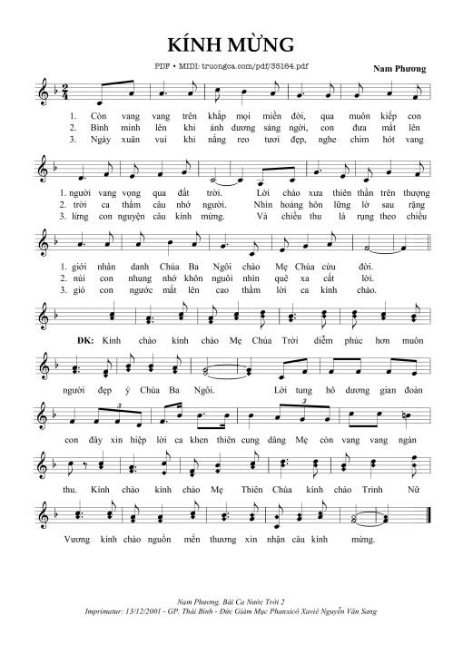 Sheet PDF of Kính Mừng - Nam Phương