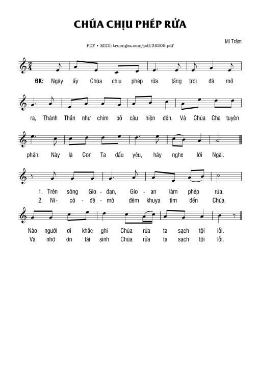 Sheet PDF of Chúa Chịu Phép Rửa (Nhập Lễ)