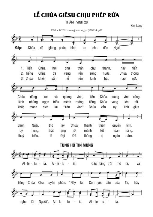 Sheet PDF of Thánh Vịnh 28, Lễ Chúa Giêsu Chịu Phép Rửa