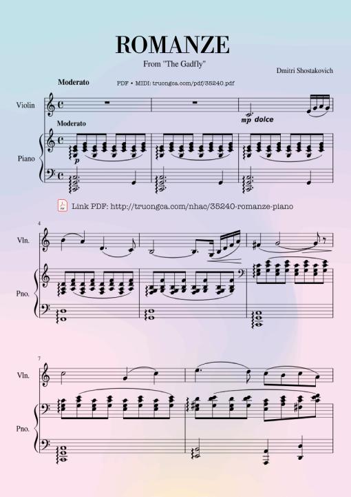 Shostakovich Romance (From The Gadfly) Piano & Violin