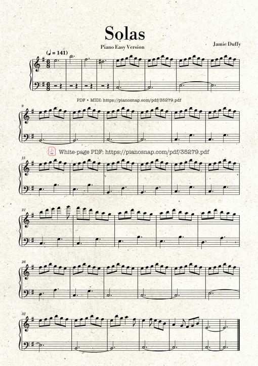 Solas - Jamie Duffy Piano EASY
