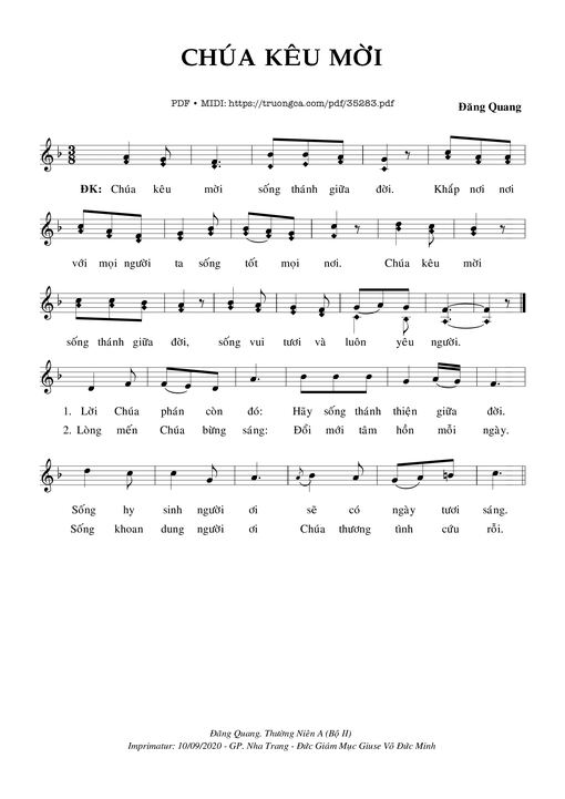Sheet PDF of Chúa Kêu Mời
