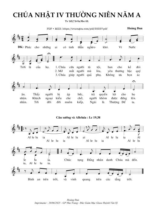 Thánh Vịnh 145, Chúa Nhật 4A Thường Niên