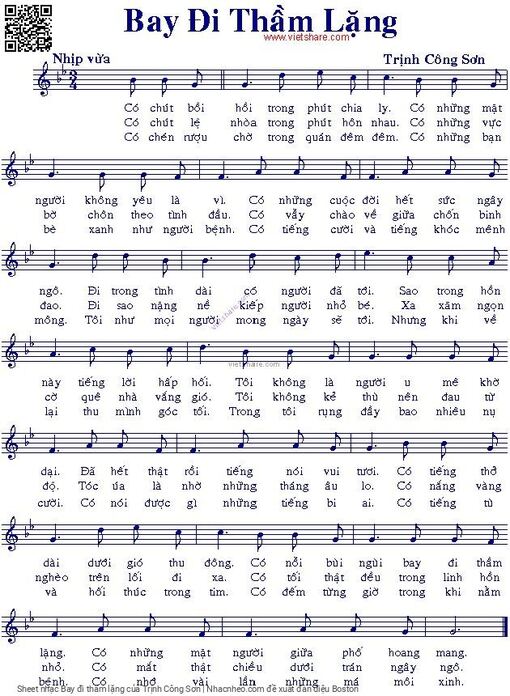 Sheet PDF of Bay đi thầm lặng