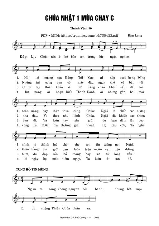 Thánh Vịnh 90, Chúa Nhật 1C Mùa Chay