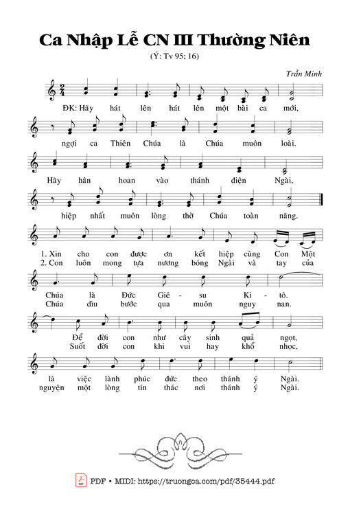 Thánh Vịnh 95, Ca Nhập Lễ Chúa Nhật 3 Thường Niên