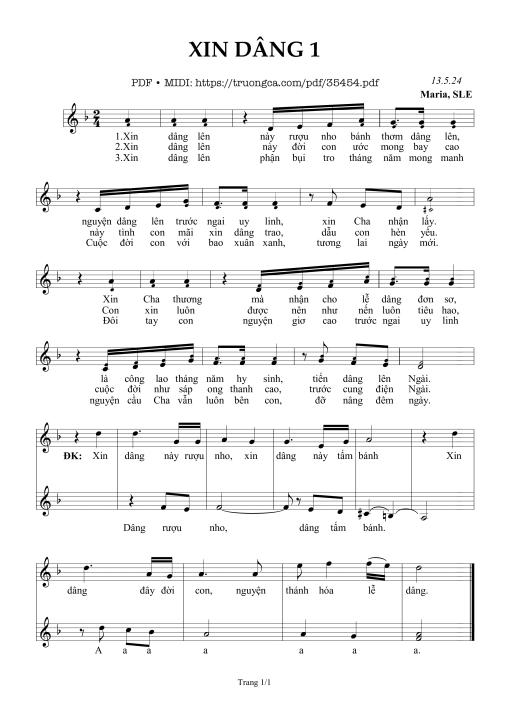 Xin Dâng 1 - Sr. Maria, Sle