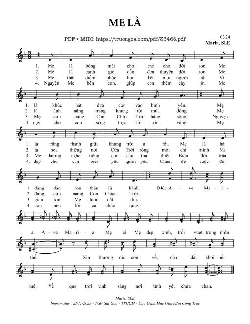 Mẹ Là - Sr. Maria, Sle