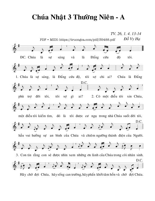 Thánh Vịnh 26, Chúa Nhật 3A Thường Niên