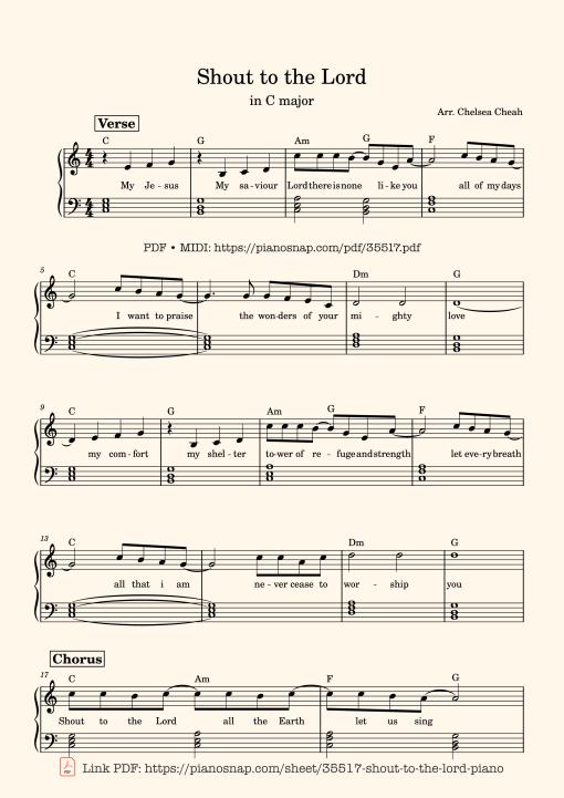 Shout to the Lord Piano EASY