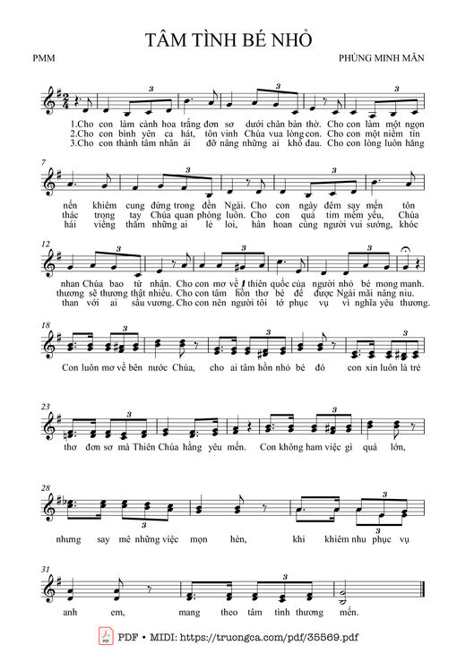 Sheet PDF of Tâm tình bé nhỏ