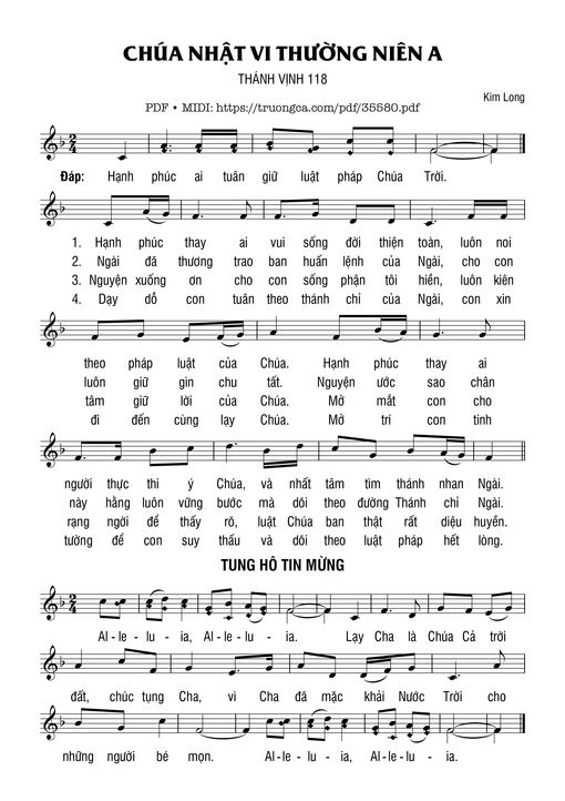 Sheet PDF of Thánh Vịnh 118, Chúa Nhật 6A Thường Niên