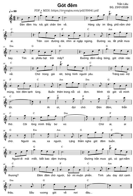 Sheet PDF of Gót đêm - Trần Liêu