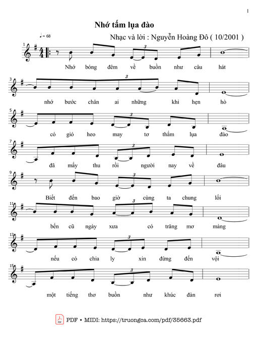 Sheet PDF of Nhớ tấm lụa đào