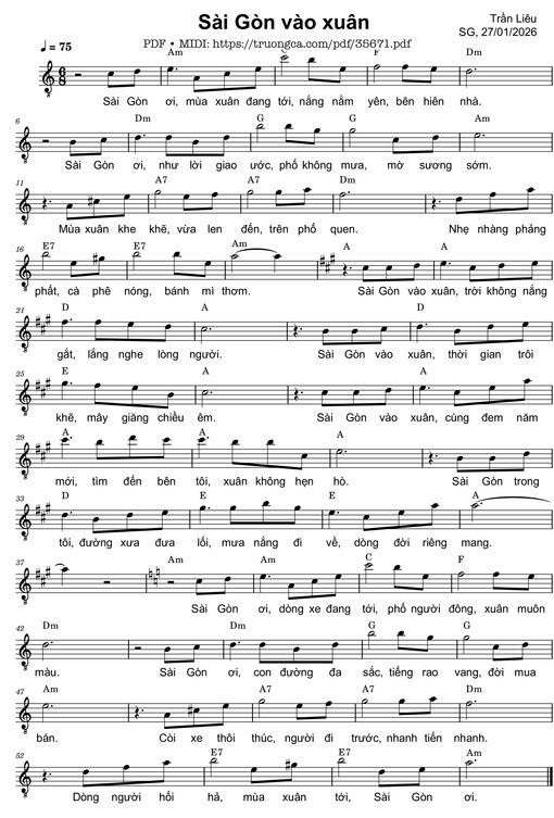 Sheet PDF of Sài Gòn vào xuân