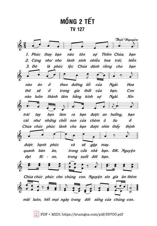 Thánh Vịnh 127, Lễ Mùng 2 Tết