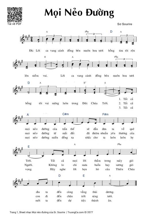 Sheet PDF of Mọi nẻo đường