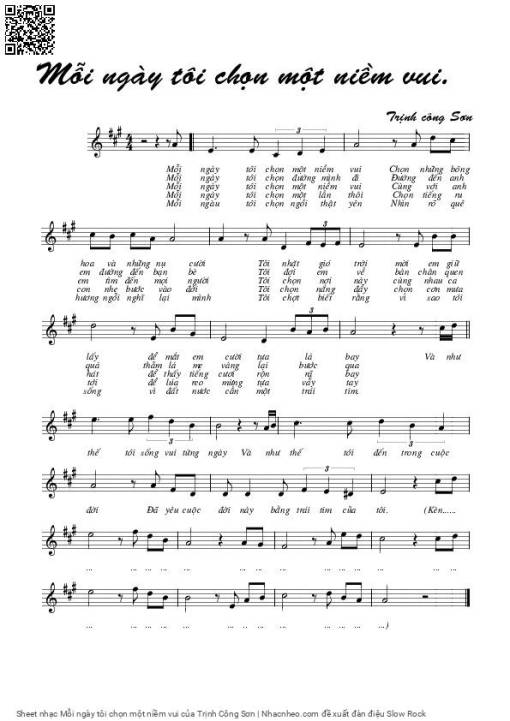 Sheet PDF of Mỗi ngày tôi chọn một niềm vui