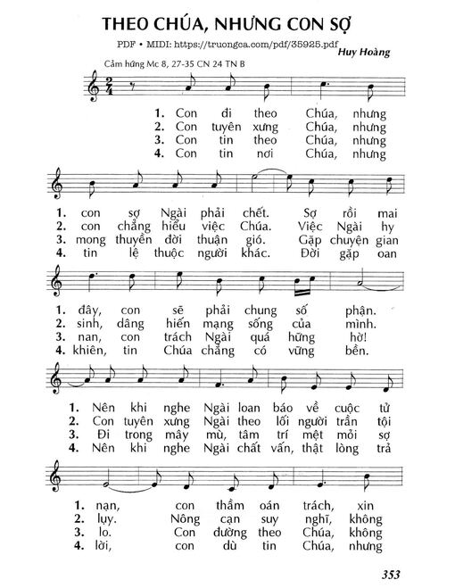 Theo Chúa Nhưng Con Sợ (Cn24 Tnb)