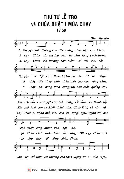 Thánh Vịnh 50, Chúa Nhật 1A Mùa Chay