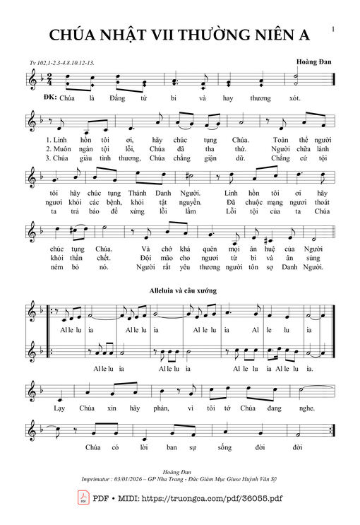 Chúa Nhật 7 Thường Niên A (Tv 102)