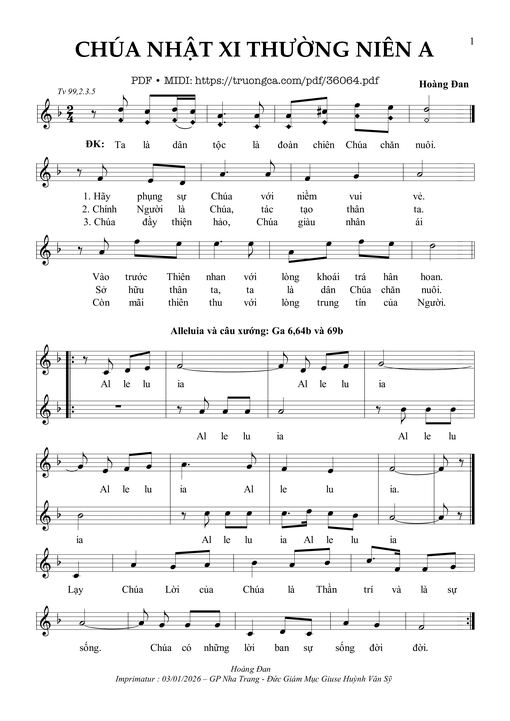 Chúa Nhật 11 Thường Niên A (Tv 99)