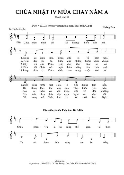 Chúa Nhật 4 Mùa Chay Năm A (Tv 22)