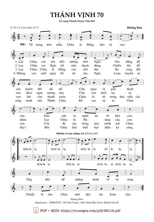 Thánh Vịnh 70 (Lễ Vọng Thánh Gioan Tiền Hô)