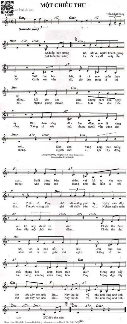 Sheet PDF of Một chiều thu