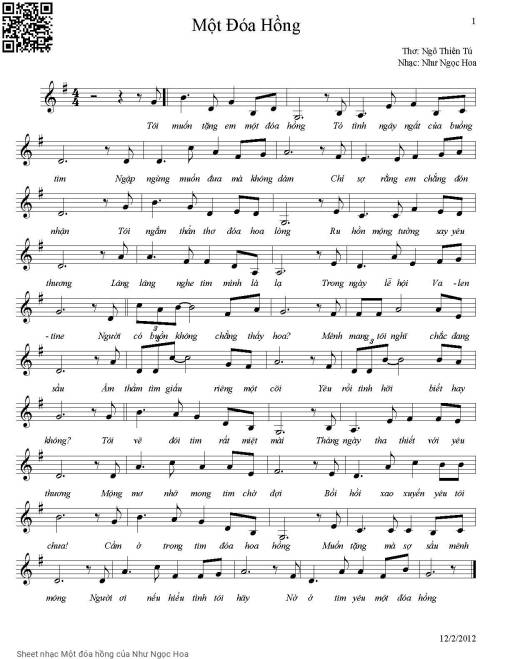 Sheet PDF of Một đóa hồng