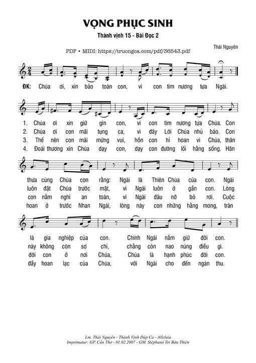 Thánh Vịnh 15, Vọng Phục Sinh - Bài Đọc 2