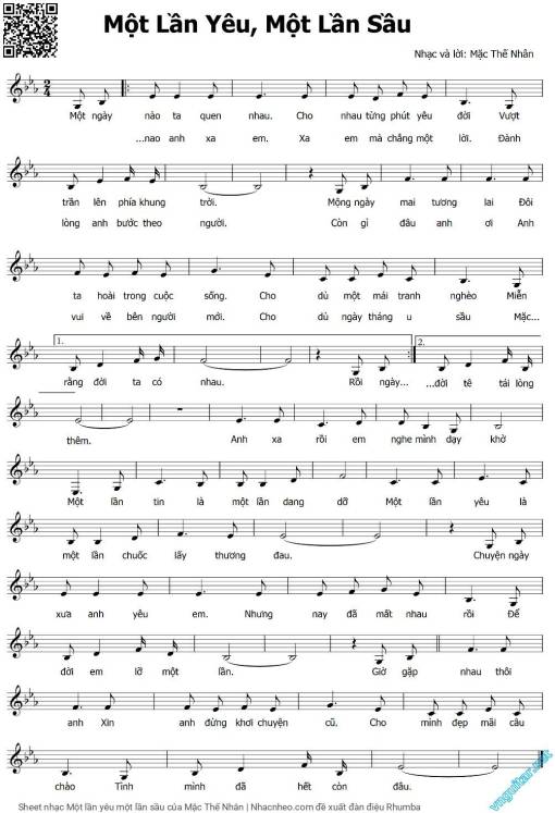 Sheet PDF of Một lần yêu một lần sầu