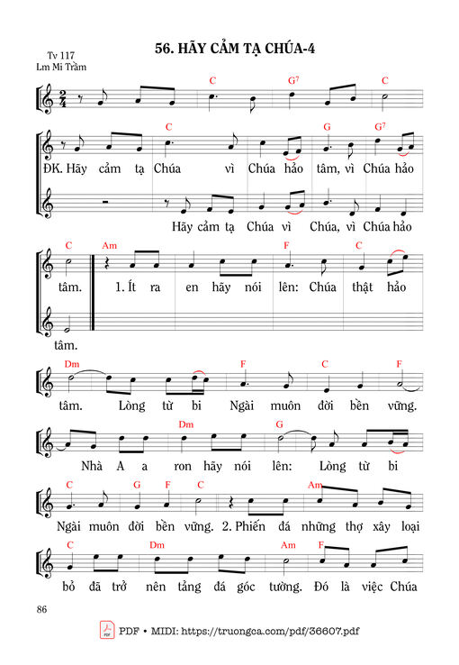 Thánh Vịnh 117, Hãy Cảm Tạ Chúa