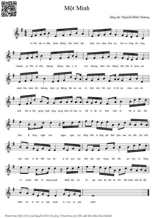 Sheet PDF of Một mình - Nguyễn Đình Chương
