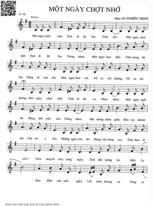 Sheet PDF of Một ngày chợt nhớ