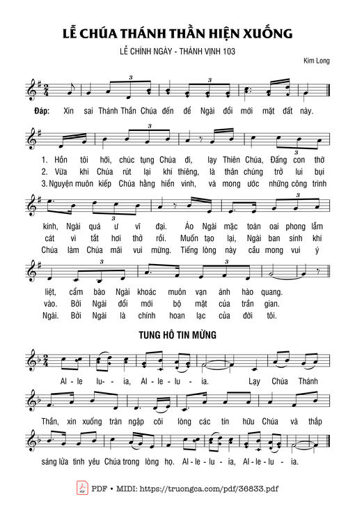 Sheet PDF of Thánh Vịnh 103, Lễ Chúa Thánh Thần Hiện Xuống