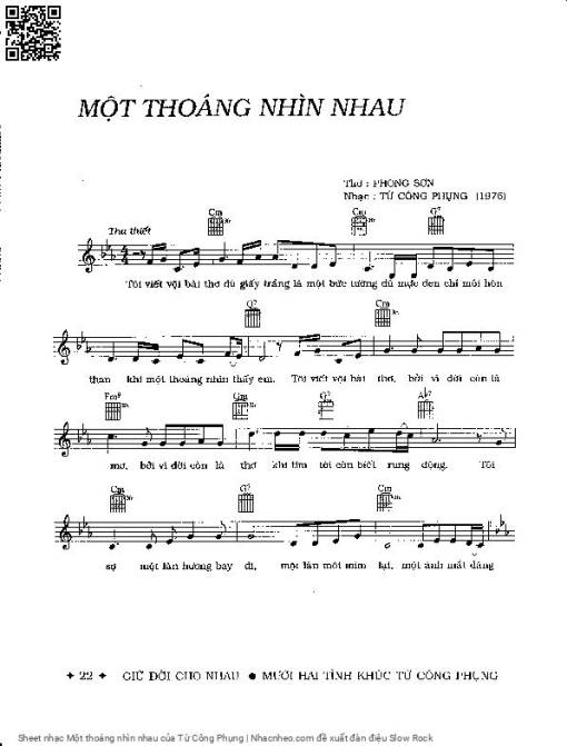 Sheet PDF of Một thoáng nhìn nhau