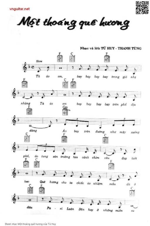 Sheet PDF of Một thoáng quê hương