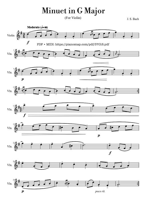 Bach Minuet in G Major Violin